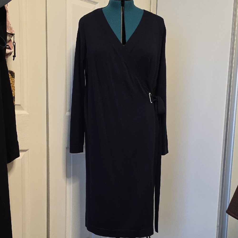 COS Dark Blue Wrap Dress Size L
